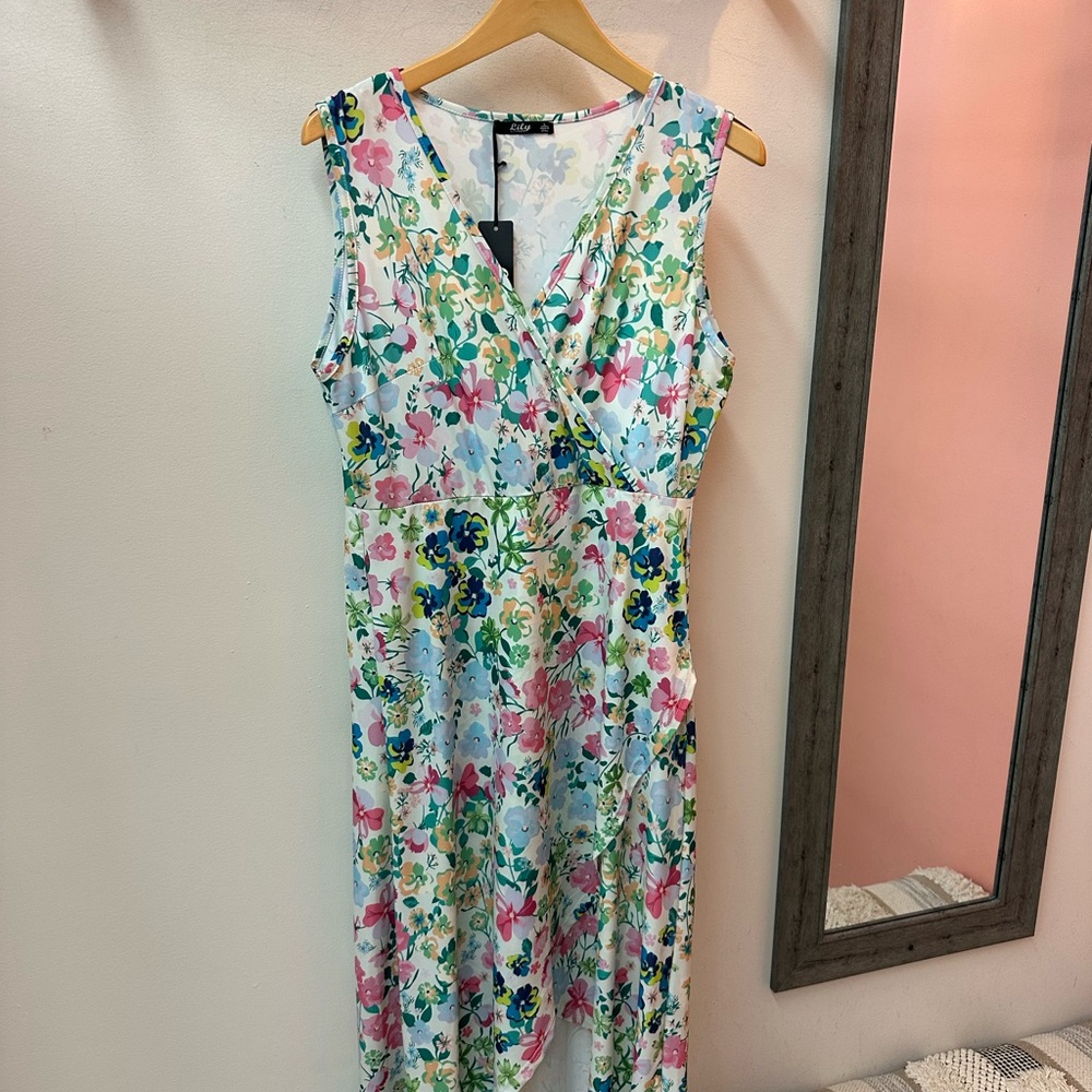 Lily Floral V-Neck Midi Dress - Multicolor